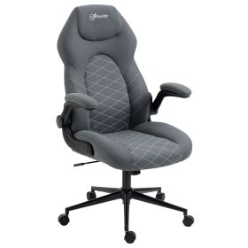 Vinsetto Ergonomic Office Chair Dark Gray High-Back with Flip-Up Armrests Adjustable Height Swivel Wheels Tilt Function