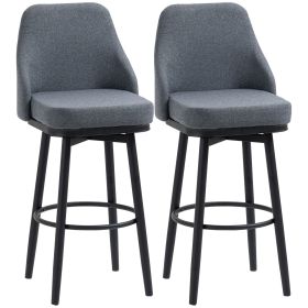 HOMCOM Extra Tall Bar Stools Set of 2 Modern 360 Swivel Dining Room Chairs Steel Legs Dark Gray