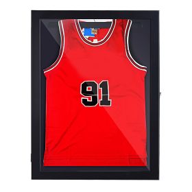 HOMCOM 32" x 24" Sports Jersey Display Case, Acrylic Display Case, for Baseball Basketball Football Soccer Hockey Sports Shirts, Black