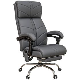 Vinsetto Heated Massage Office Chair 4 Point Vibration Gray PU Leather Reclining Adjustable Height
