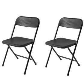 2 Pack Resin Folding Chair, Black