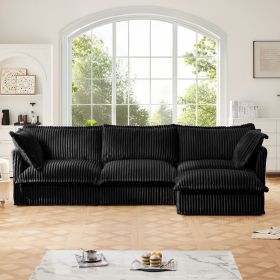 L-Shaped Slipcovered Sectional Sofa Couch, Comfy Deep Seat Cloud Couch with Convertible Ottoman & 2 Big Pillows