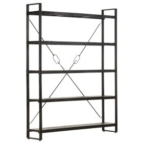 5-Tier Bookcase Black 55.1"x11.8"x70.9" Solid Mango Wood