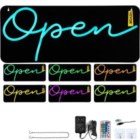 VEVOR LED Open Sign, 22" x 9" Neon Open Sign for Business, Multiple Flashing and Color Modes Neon Lights Signs with Remote Control and Power Adap
