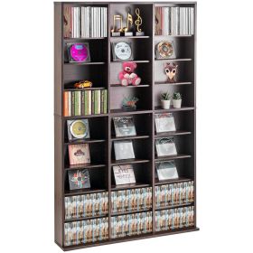 VEVOR Media Storage Cabinet, 9-Layer DVD Shelf Holds 756 CDs, Adjustable CD Shelves 27 Compartments, Protects & Organizes Music, Movie