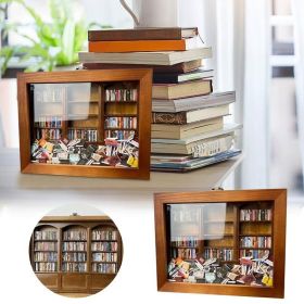 Anxiety Bookshelf Shake Away Your Anxiety, Miniature Book Display Case Cabinet with 200 Mini Books