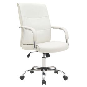 Contemporar Mid Back High Back Leather Swivel Ergonomic Executive Office Chair in White