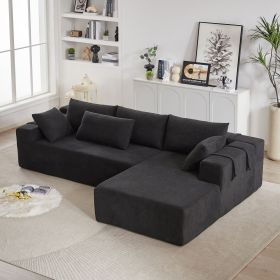 Modern Chenille Upholstered Sectional Sofa Couch Set,Modular 108" L Shaped Sectional Living Room Sofa Set With 6 Pillows