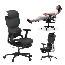Q3-MT Ergonomic Office Chair with Footrest Home Office Ergonomic Chair with Soft Rubber Lumbar Support Extra Large 2D Headrest & 3D Armrest 140°