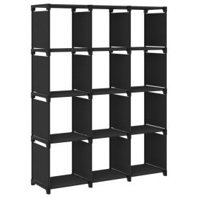12-Cube Display Shelf Black 40.6"x11.8"x55.5" Fabric