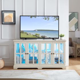 LED Curio Display Cabinet Antique Display Cabinet with Glass Doors Adjustable Shelves for Collectibles Four Door Design Vintage Showcase for Home