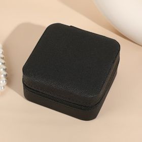 Neveika Portable Travel Mini Jewelry Box Leather Jewellery Ring Organizer Case Storage Gift Box Girls Women (Color: Black)