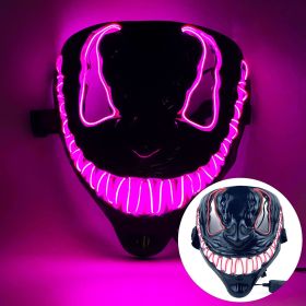 Halloween Mask LED Light Up Mask for Adults Neon Glow Masks (Color: Pink)