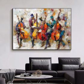 Large Abstract Jazz Band Oil Painting on Canvas Wall Art Original Black Jazz Music Art Orchestra Painting Fashion Decor Living Room Decor (style: 01, size: 50x70cm)