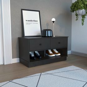 Uranus Storage Bench, Two Drawers, Two Open Shelves (Color: Black)