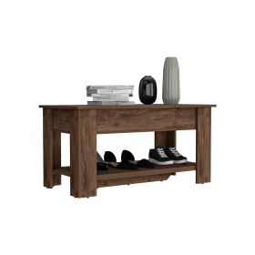 Saturn Storage Table, Four Legs, Lower Shelf (Color: Dark Brown)