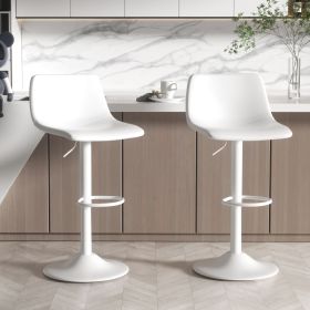 Black Minimalist Bar Stool Set (2 PCS) with Concrete Coffee Counter (Color: White)